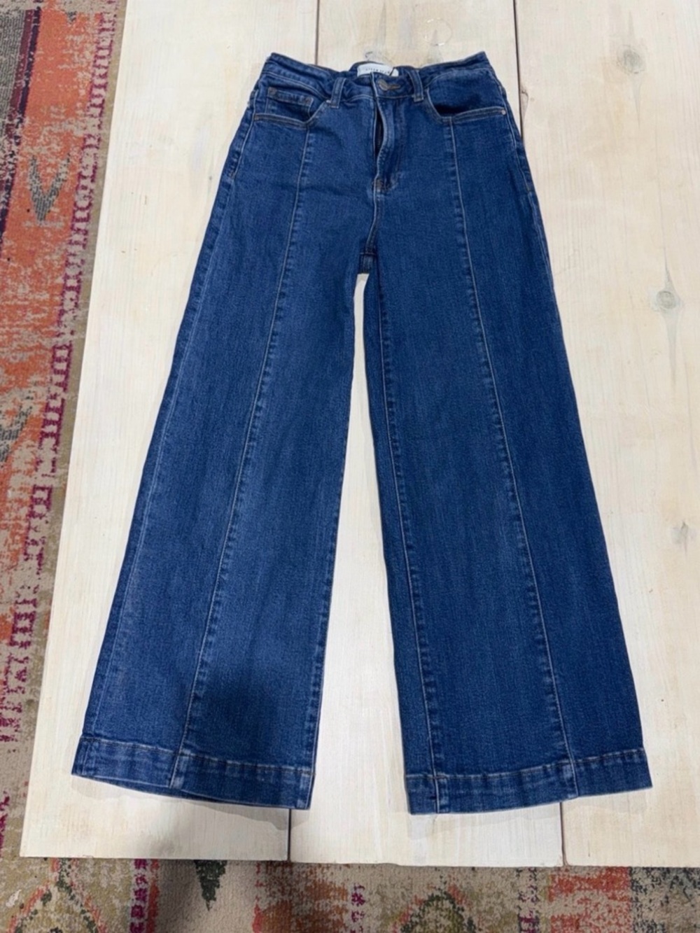 High-Rise Wide-Leg Jeans in Dark Blue Denim